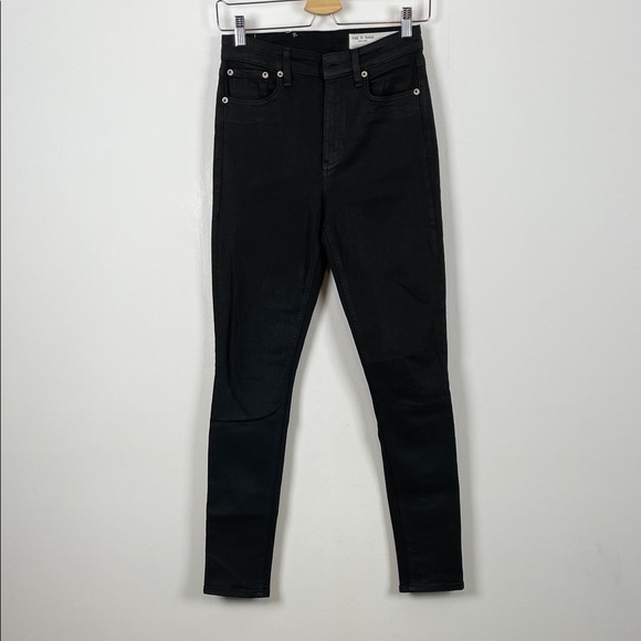 Rag & Bone Nina High Rise Skinny Classic Coated Black Women's 25 Denim Jeans - Picture 1 of 11